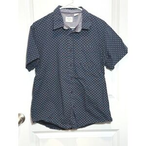 Rebel James Charli‎ Mens Navy Blue Short Sleeve Button Up Shirt Large Polka Dot